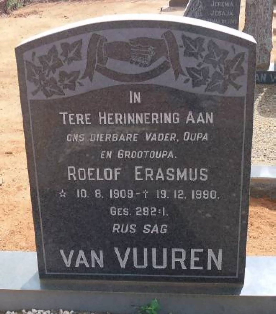 VUUREN Roelof Erasmus, van 1909-1990