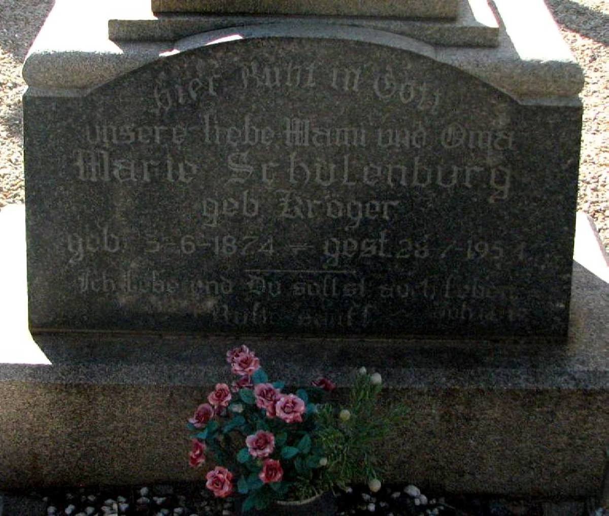 SCHULENBURG Marie nee KRÖGER 1874-1954
