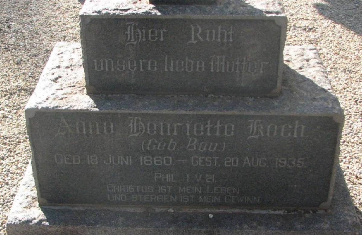 KOCH Anna Henrietta nee BOU 1860-1935