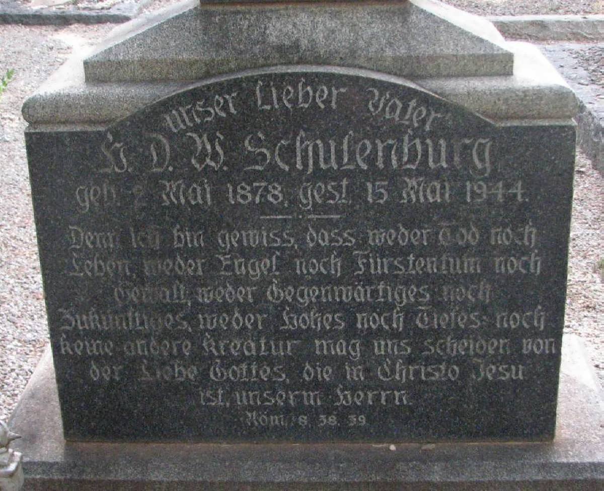 SCHULENBURG J.D.W. 1878-1944