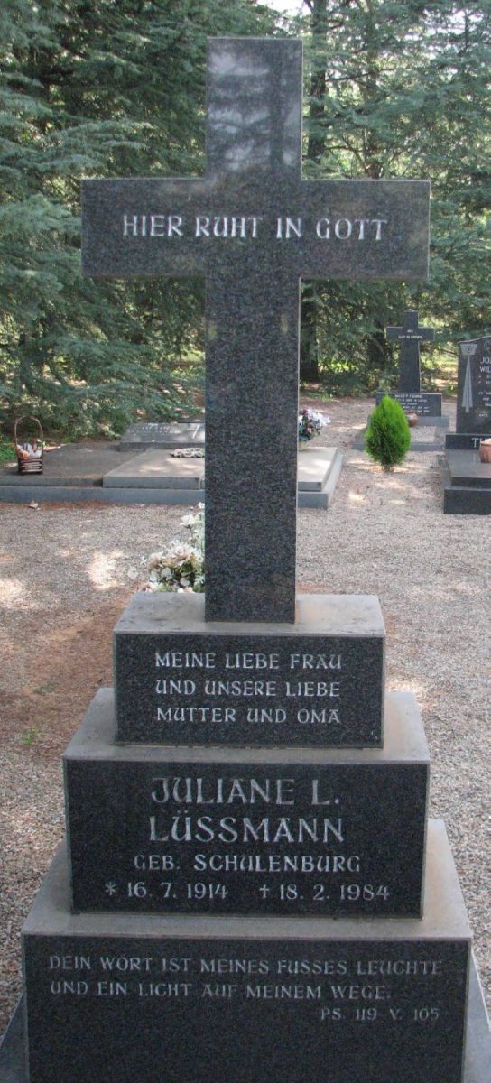 LÜSSMANN Juliane L. nee SCHULENBURG 1914-1984