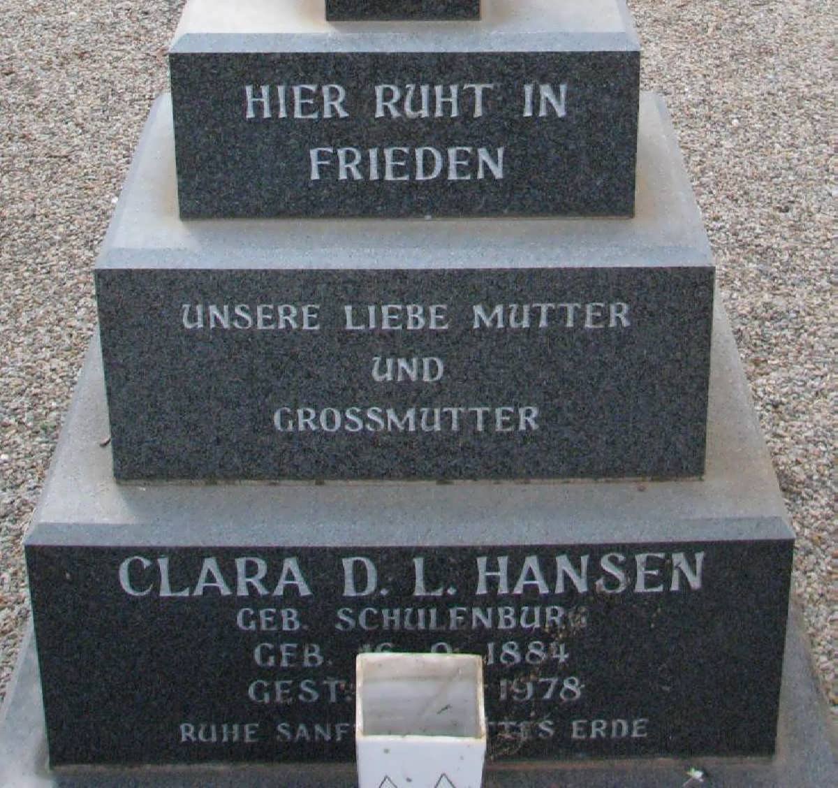 HANSEN Clara D.L. nee SCHULENBURG 1884-1978