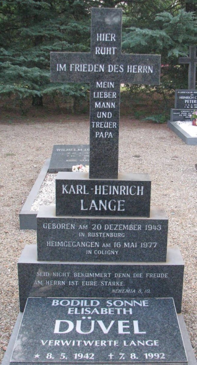 LANGE Karl-Heinrich 1943-1977 &amp; Bodild Sonne Elizabeth DÜVEL 1942-1992