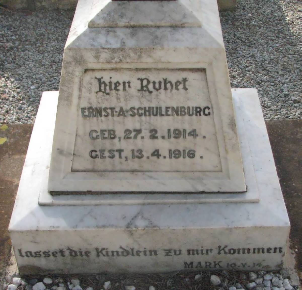 SCHULENBURG Ernst A. 1914-1916