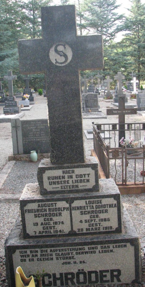 SCHRÖDER August Friedrich Rudolph 1874-1941 &amp; Louise Henrietta Dorothea 1886-1919