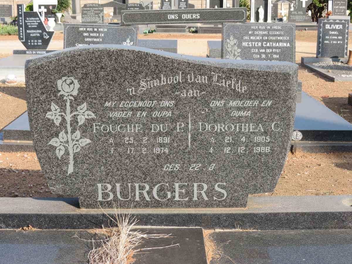 BURGERS Fouche du P. 1891-1974 &amp; Dorothea C. 1905-1988