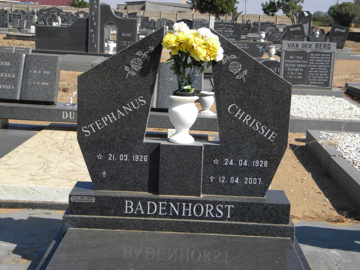 BADENHORST Stephanus 1926- Chrissie 1928-2007