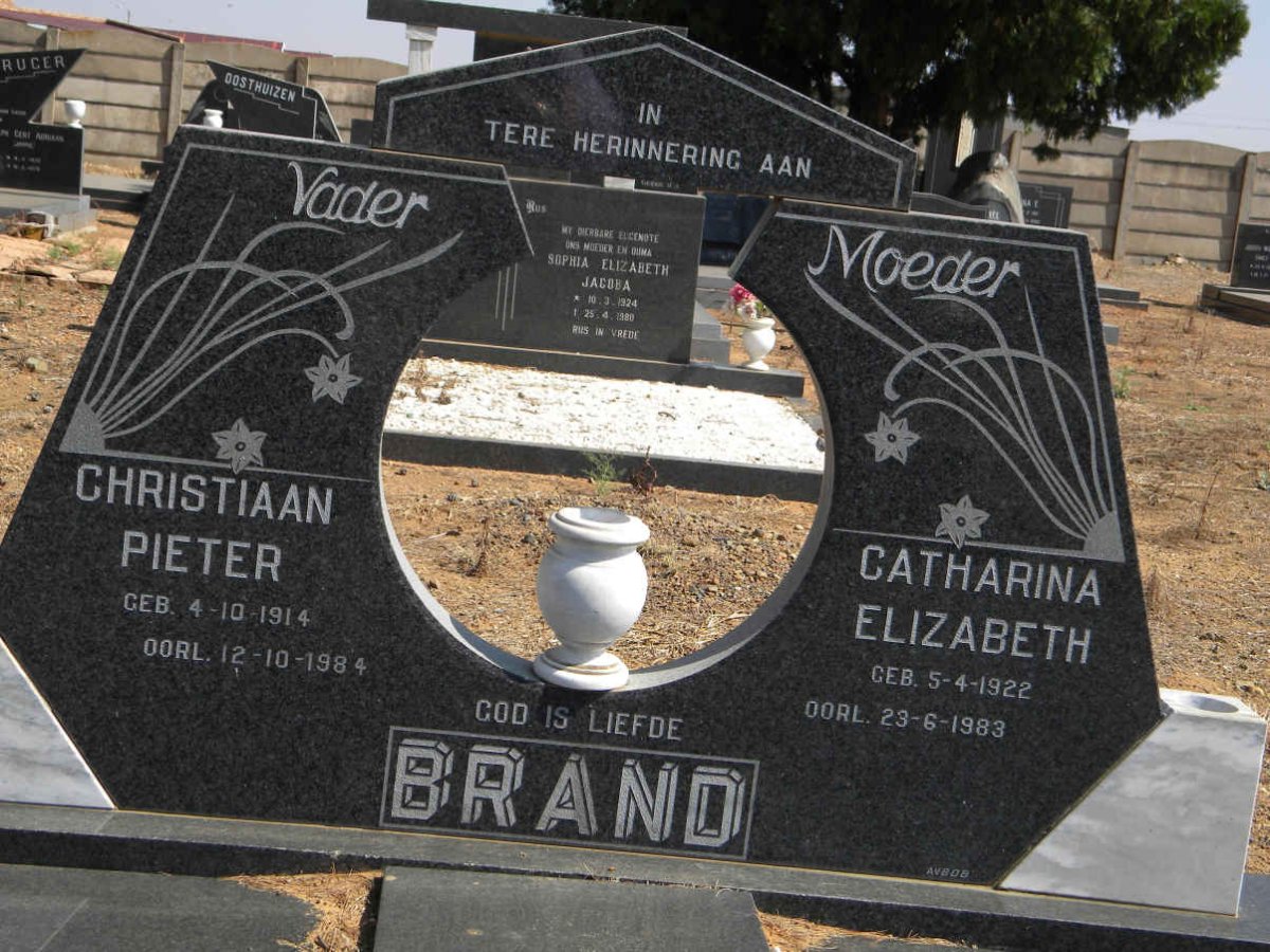 BRAND Christiaan Pieter 1914-1984 &amp; Catharina Elizabeth 1922-1983