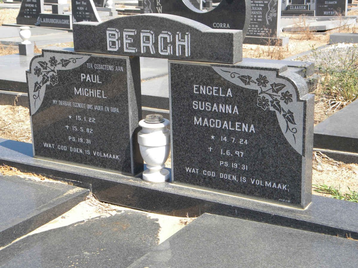 BERGH Paul Michiel 1922-1982 &amp; Engela Susanna Magdalena 1924-1997