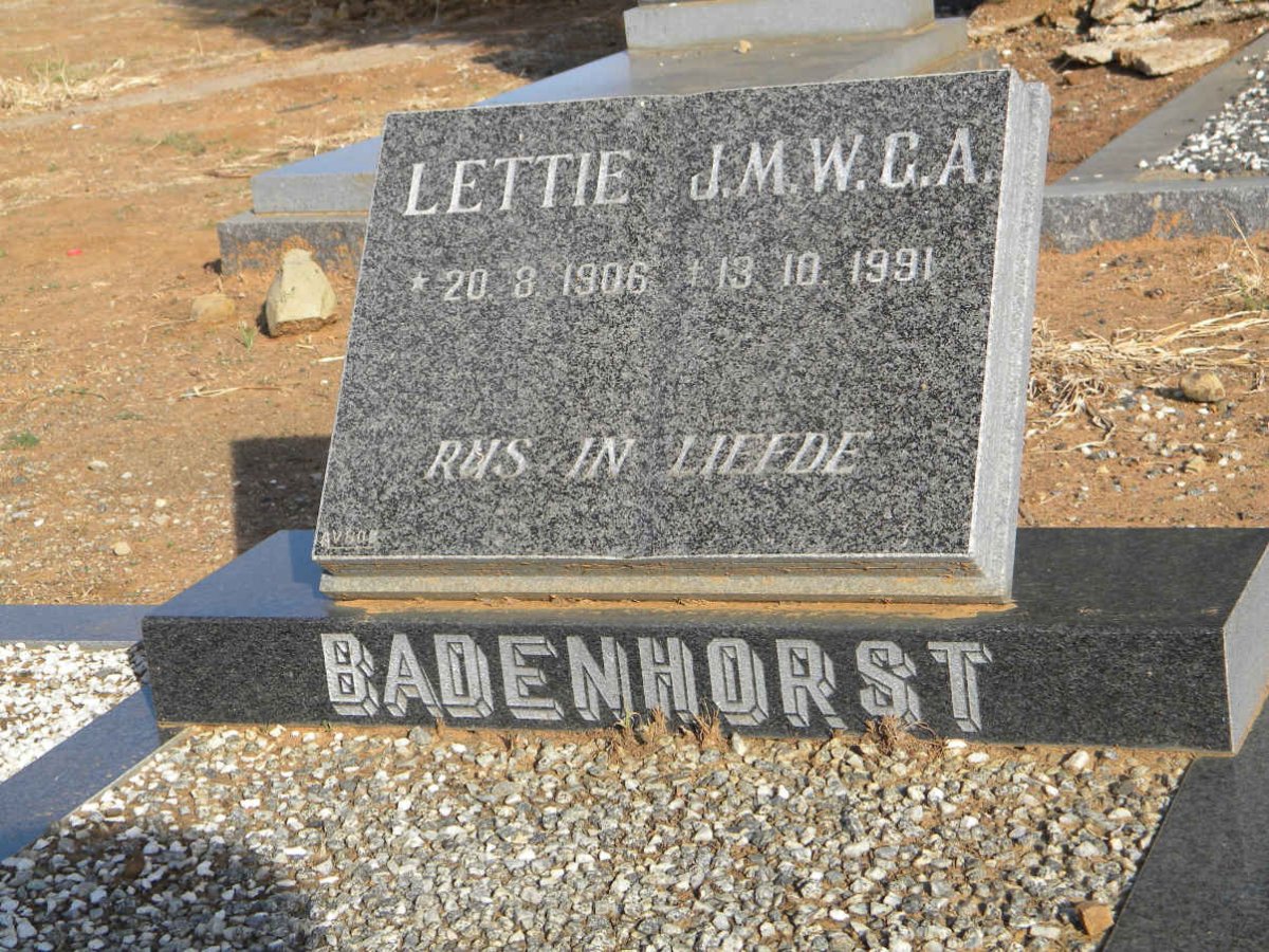 BADENHORST Lettie J.M.W.G.A. 1906-1991
