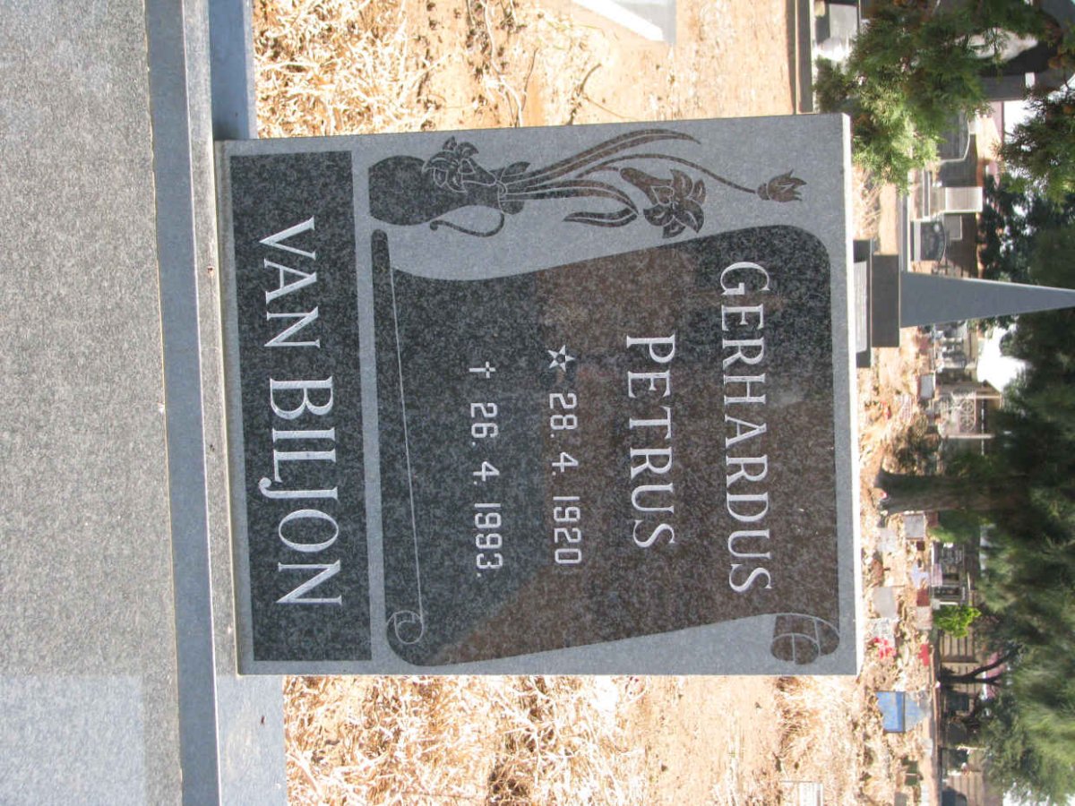 BILJON Gerhardus Petrus, van 1920-1993