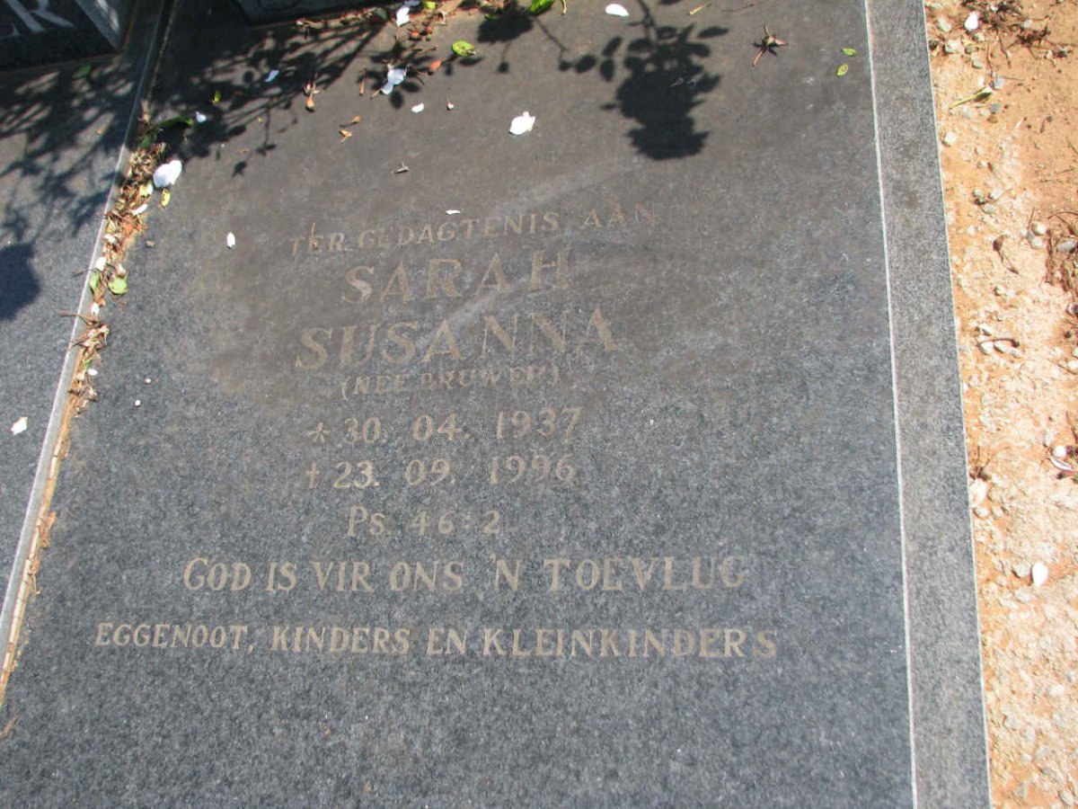 BOUWER Sarah Susanna nee BRUWER 1937-1996