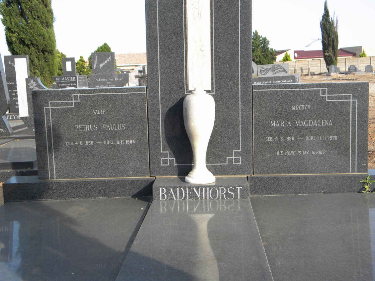 BADENHORST Petrus Paulus 1896-1984 &amp; Maria Magdalena 1896-1970