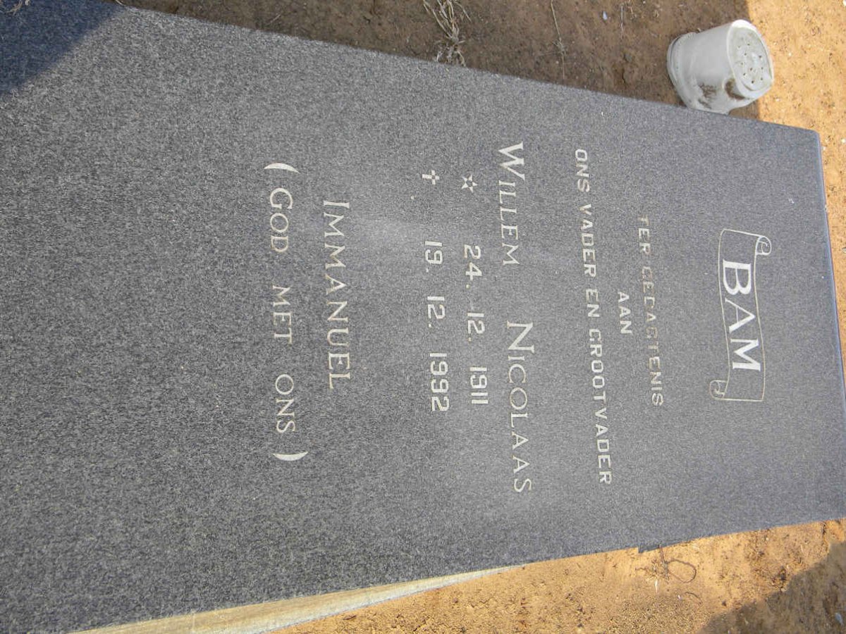 BAM Willem Nicolaas 1911-1992