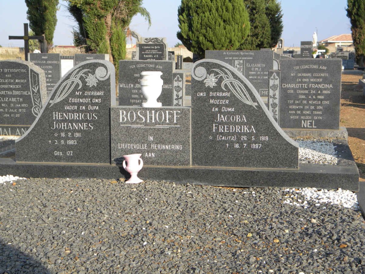 BOSHOFF Hendricus Johannes 1911-1983 &amp; Jacoba Frederika CALITZ 1919-1997