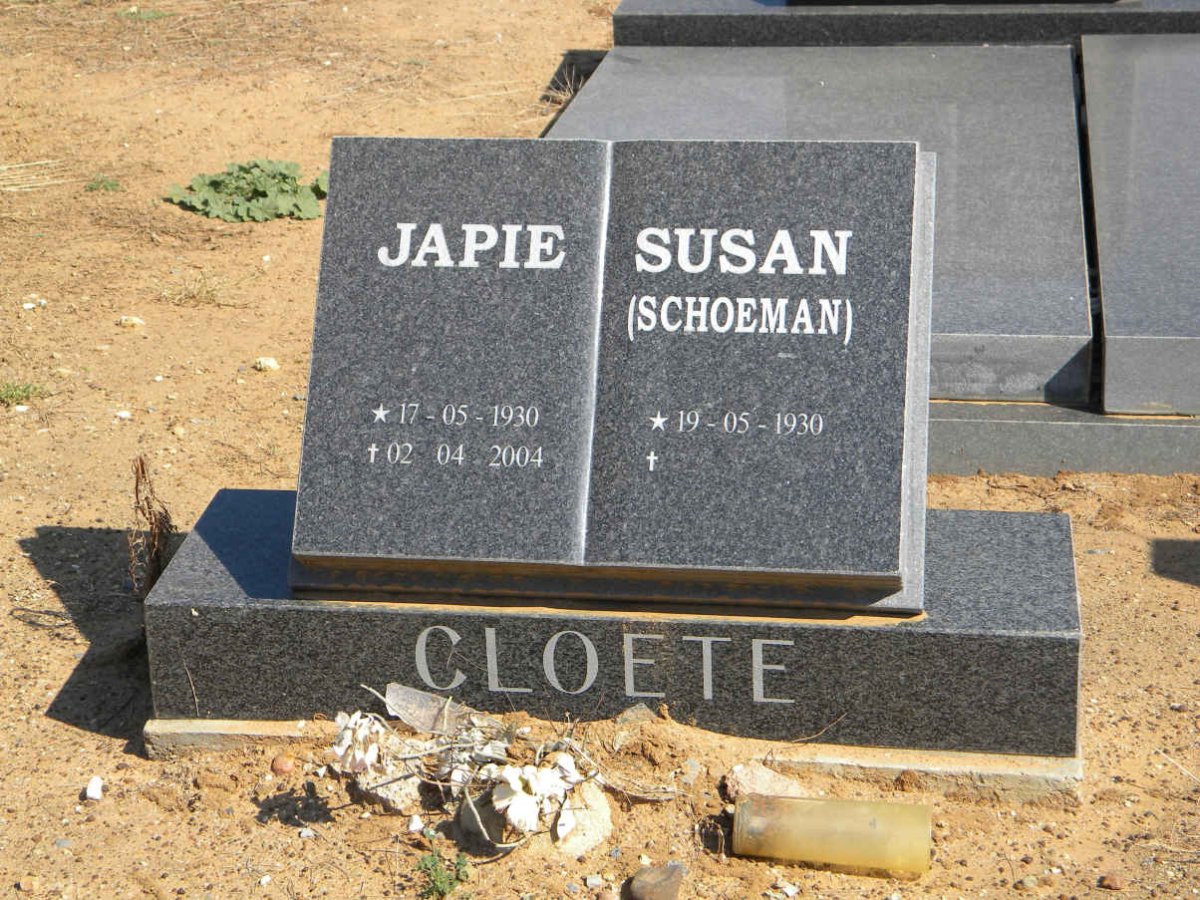 CLOETE Japie 1930-2004 &amp; Susan SCHOEMAN 1930-