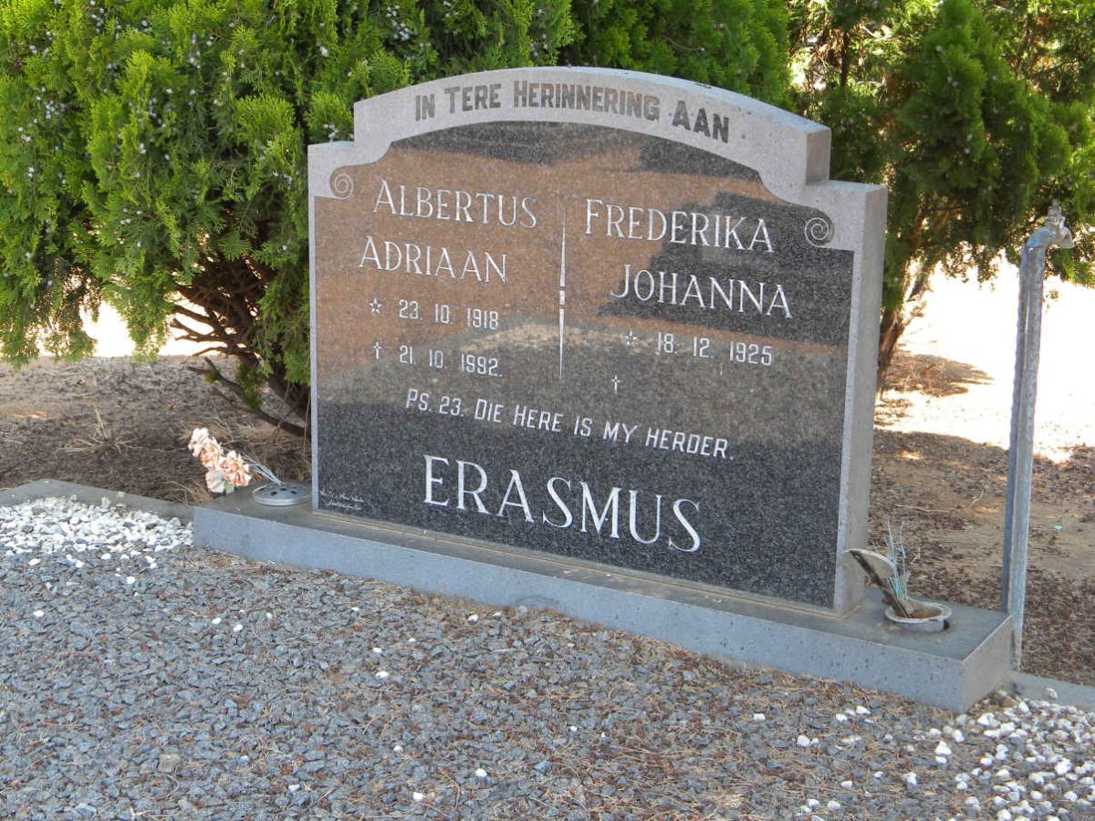 ERASMUS Albertus Adriaan 1918-1992 &amp; Frederika Johanna 1925-