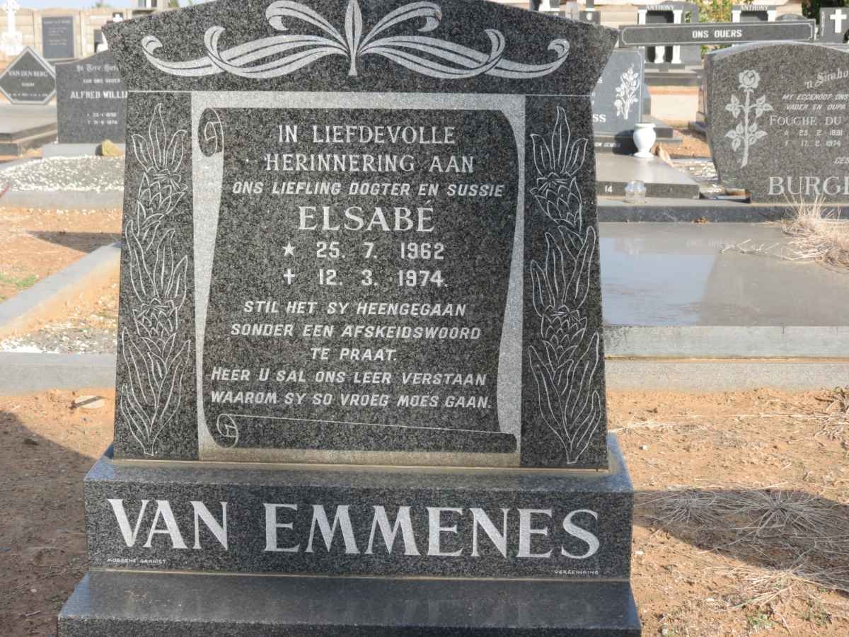 EMMENES Elsabé, van 1962-1974