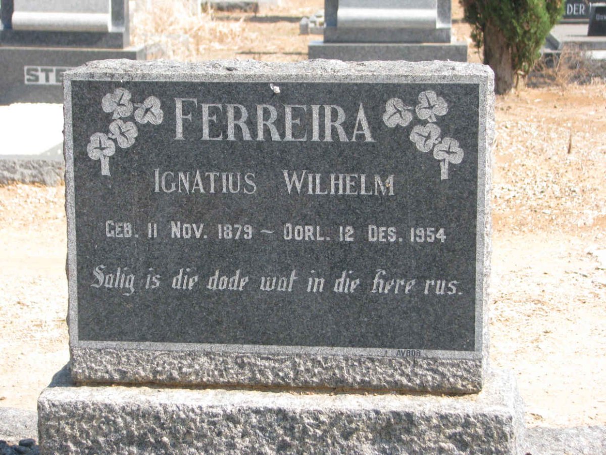 FERREIRA Ignatius Wilhelm 1879-1954