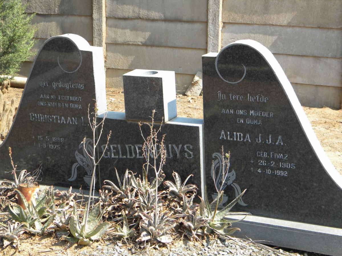 GELDENHUYS Christiaan L. 1898-1975 &amp; Alida J.J.A. FIVAZ 1905-1992