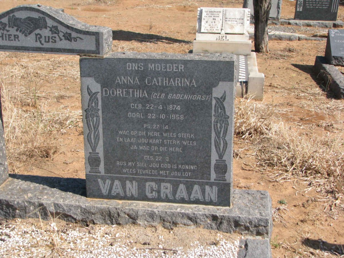 GRAAN Anna Catharina Dorethia, van nee BADENHORST 1874-1958