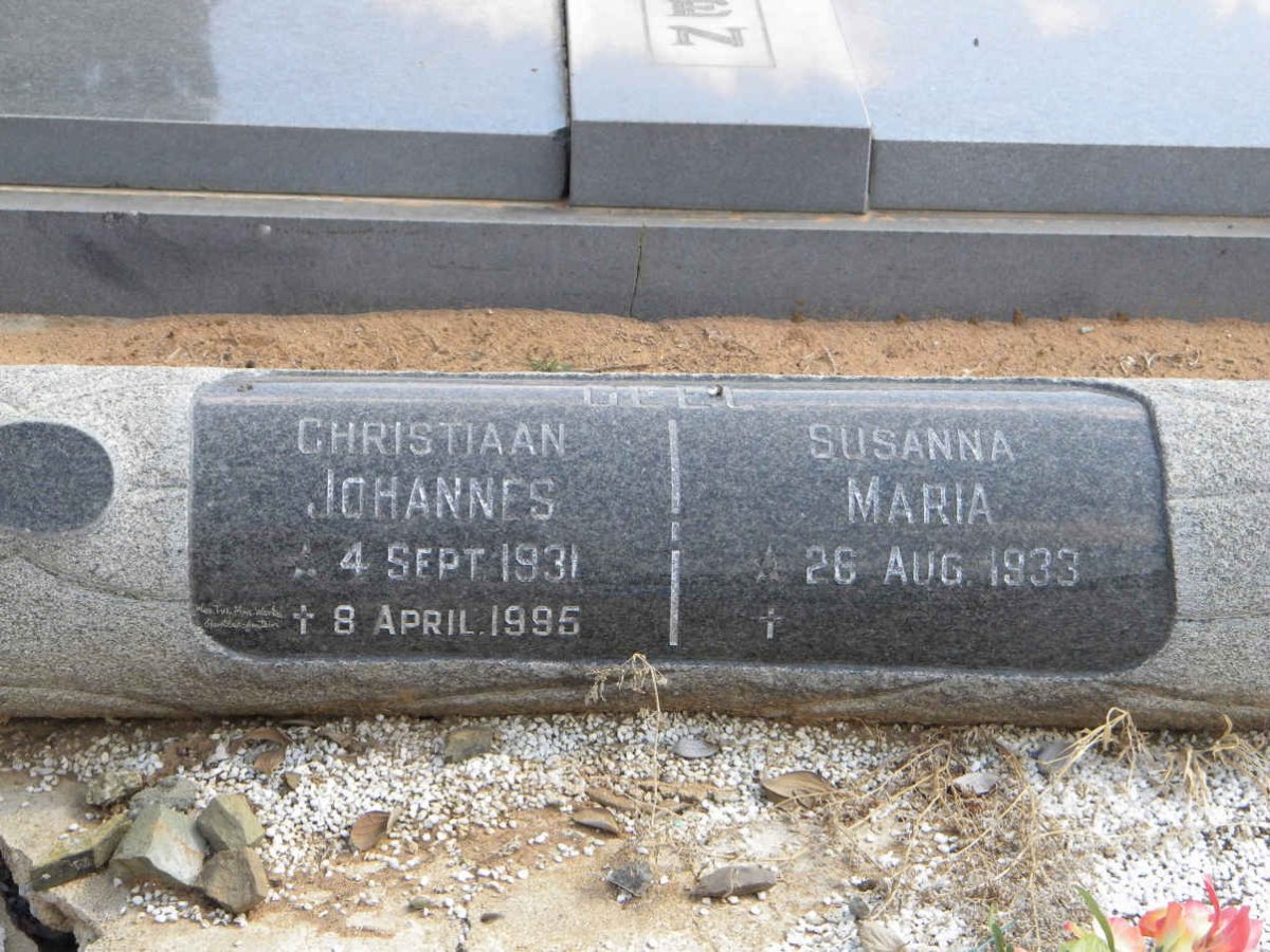 GEEL Christiaan Johannes 1931-1995 &amp; Susanna Maria 1933-