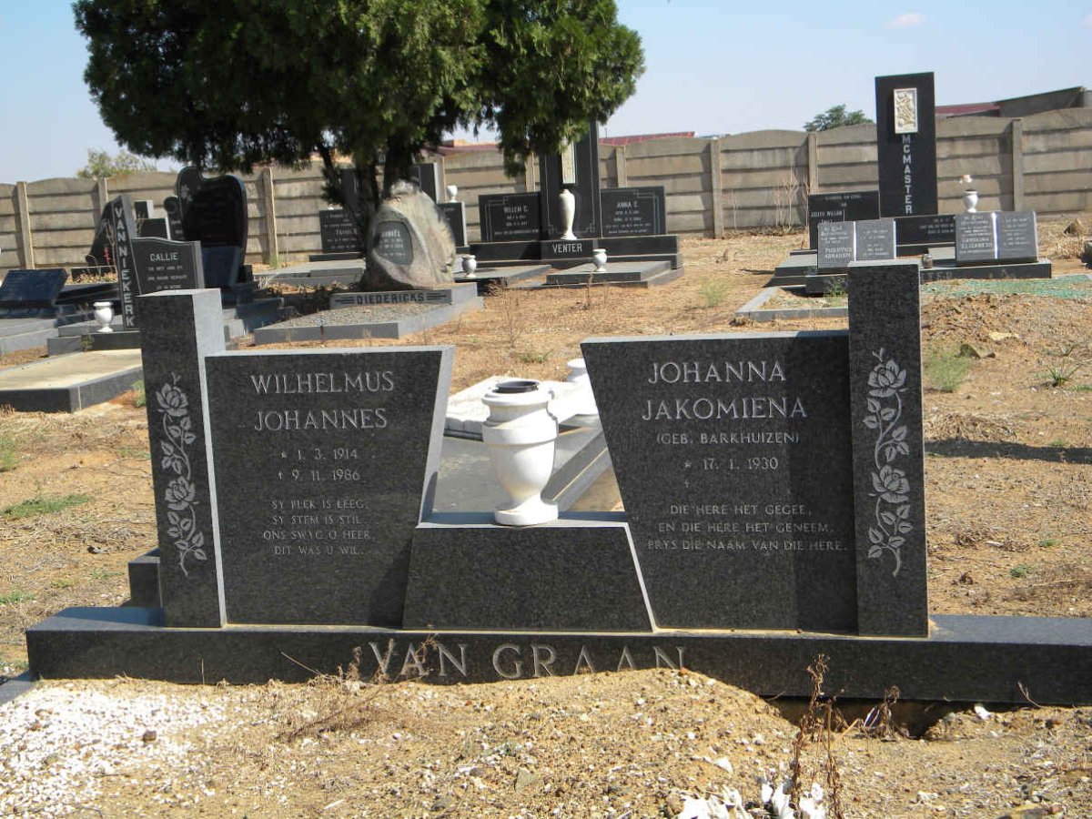 GRAAN Wilhelmus Johannes, van 1914-1986 &amp; Johanna Jakomiena BARKHUIZEN 1930-