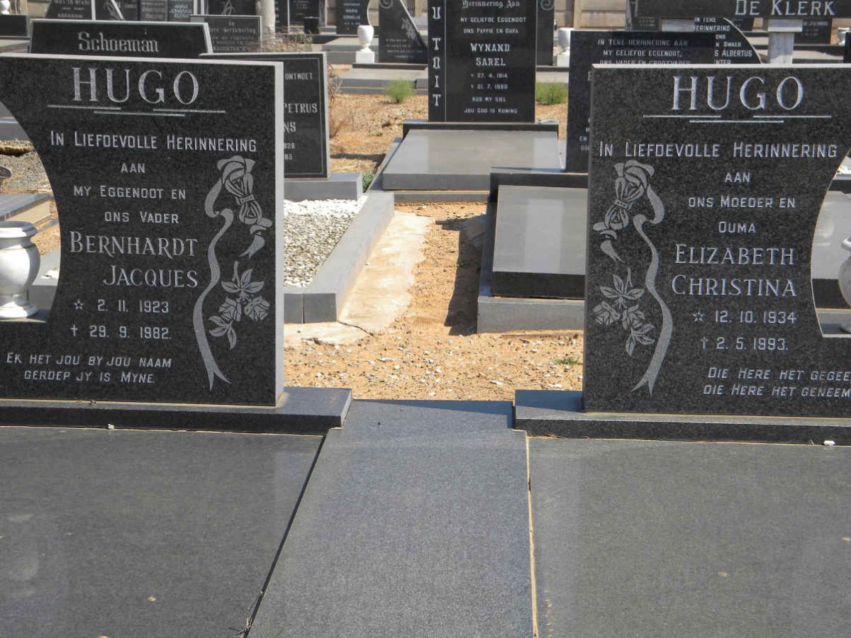 HUGO Bernhardt Jacques 1923-1982 &amp; Elizabeth Christina 1934-1993