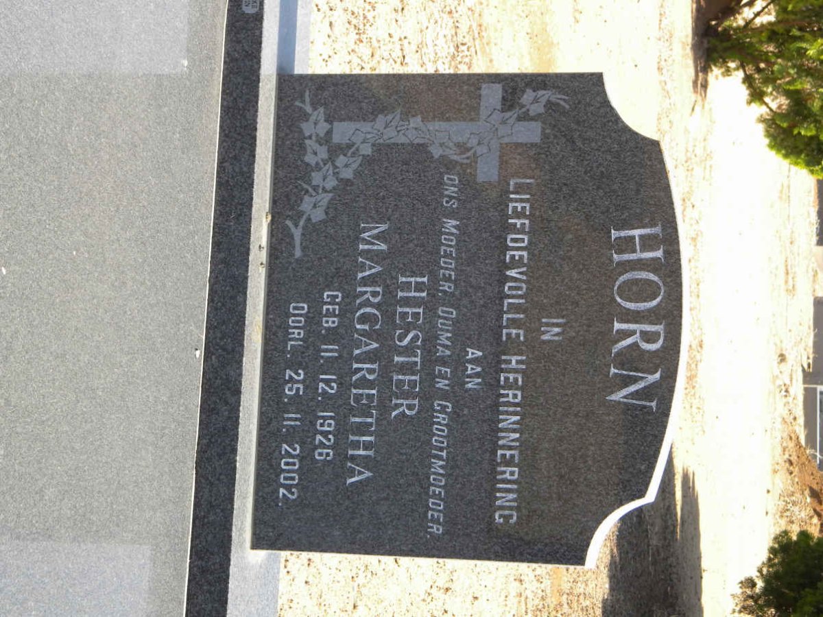 HORN Hester Margaretha 1926-2002