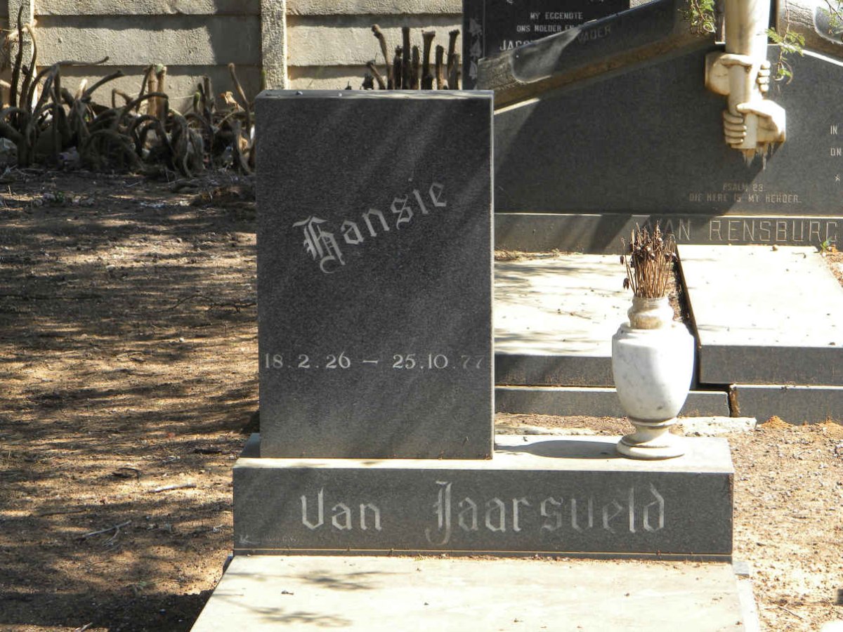 JAARSVELD Hansie, van 1926-1977