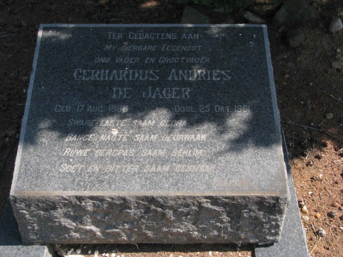 JAGER Gerhardus Andries, de 1888-1961