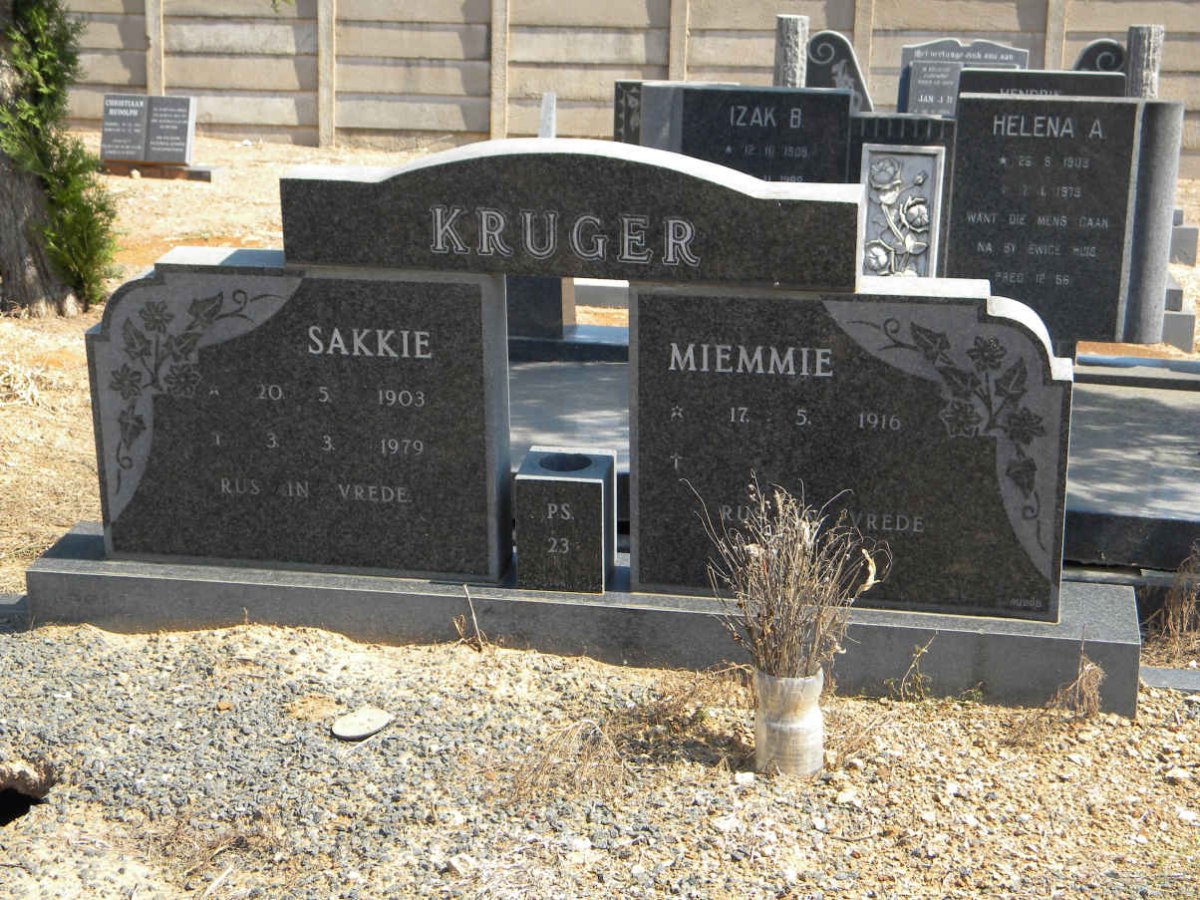 KRUGER Sakkie 1903-1979 &amp; Miemmie 1916-