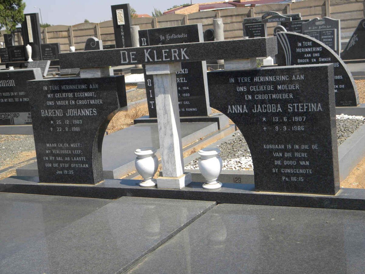 KLERK Barend Johannes, de 1903-1981 &amp; Anna Jacoba Stefina 1907-1986