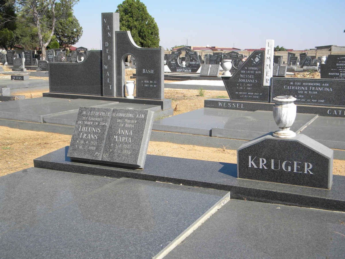 KRUGER Theunis Frans 1921-1988 &amp; Anna Maria 1921-1995