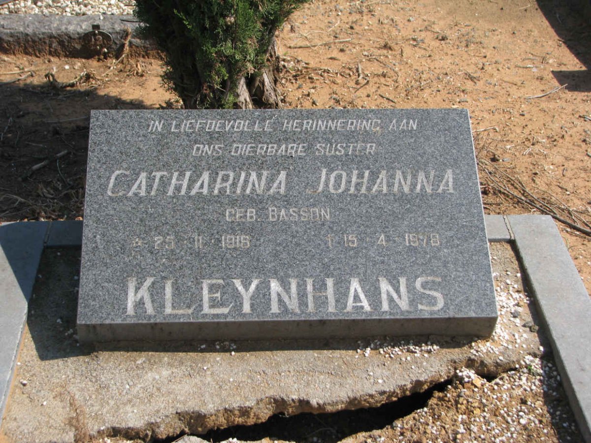 KLEYNHANS Catharina Johanna nee BASSON 191?-1978