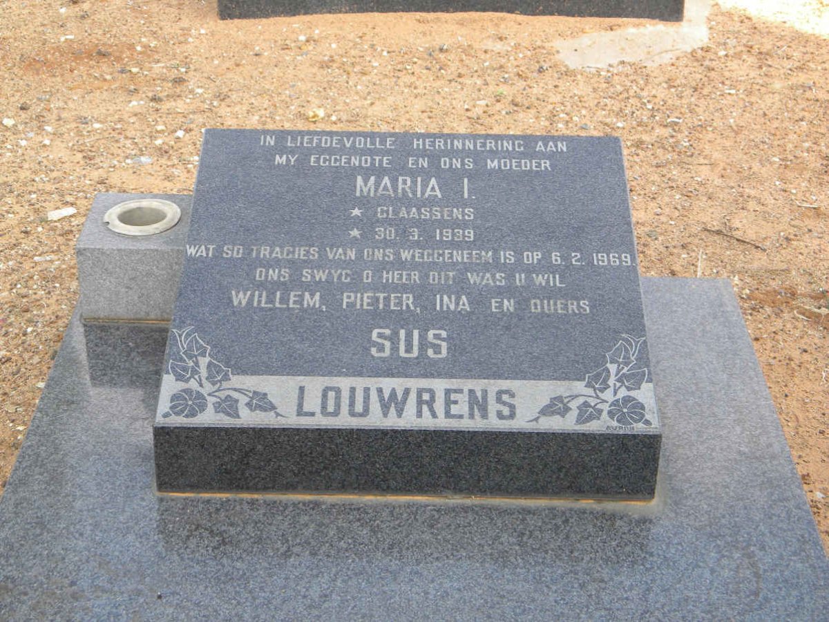 LOUWRENS Maria I. nee CLAASSENS 1939-1969
