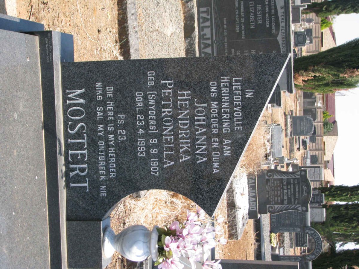 MOSTERT Johanna Hendrika Petronella nee SNYDERS 1907-1993
