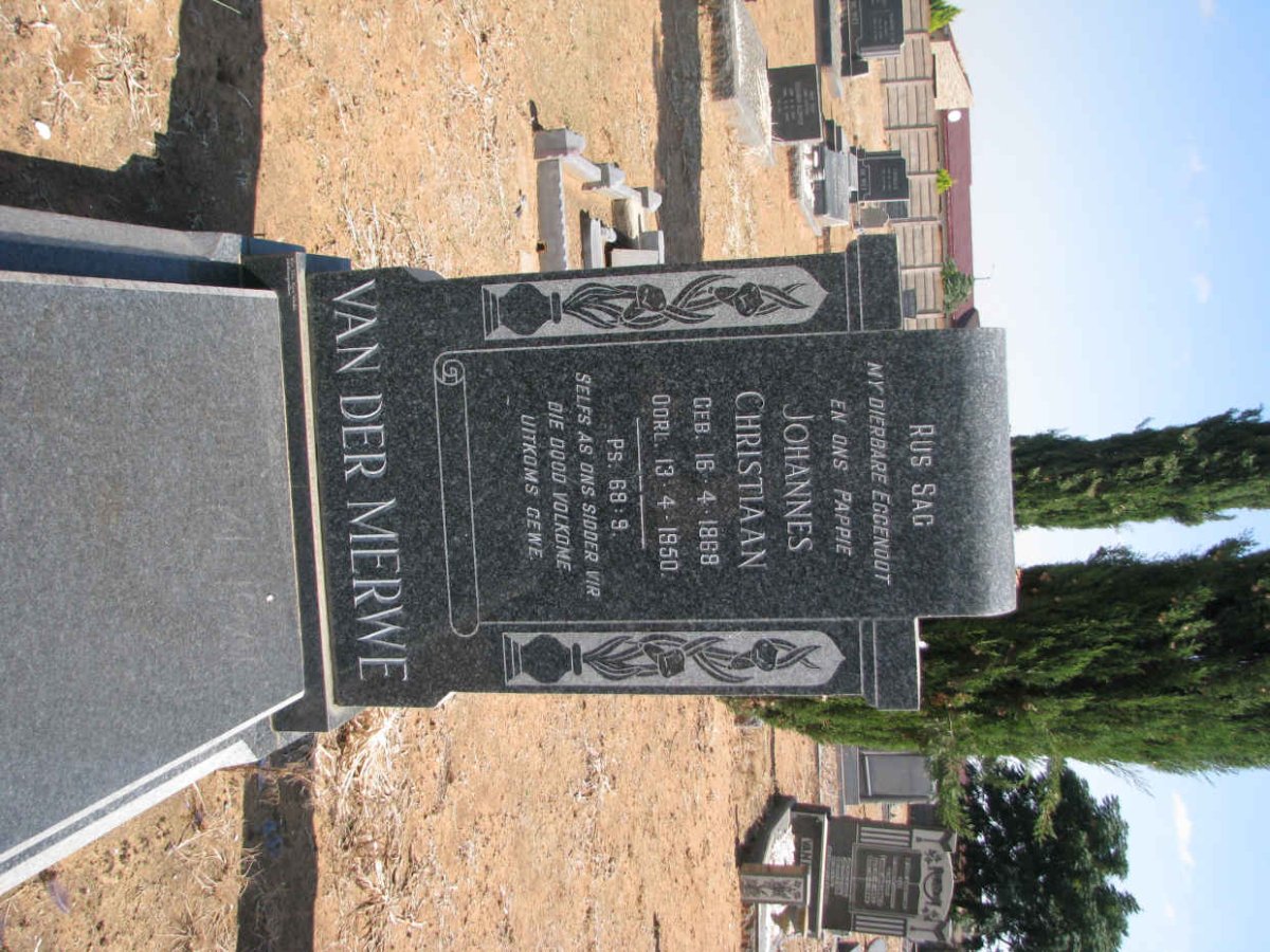 MERWE Johannes Christiaan, van der 1868-1950