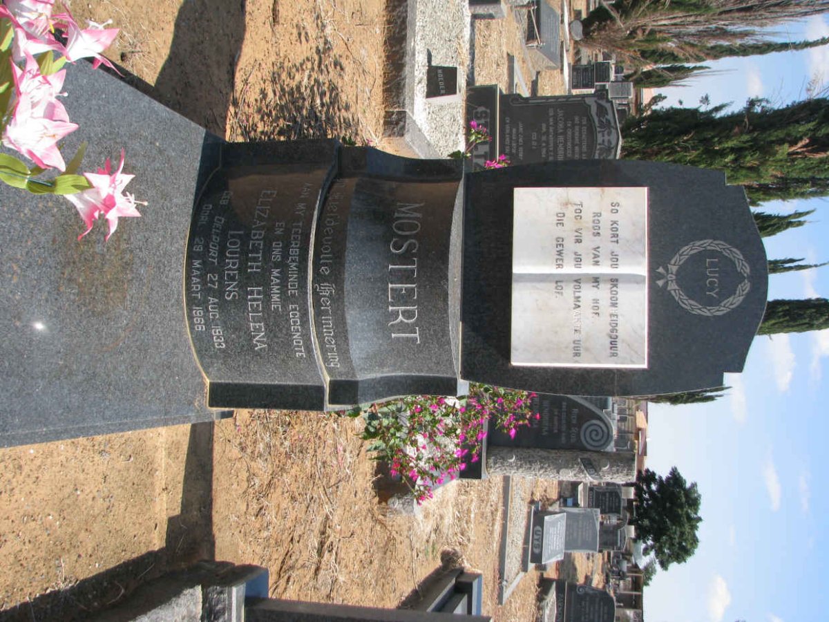 MOSTERT Elizabeth Helena Lourens nee DELPORT 1933-1966