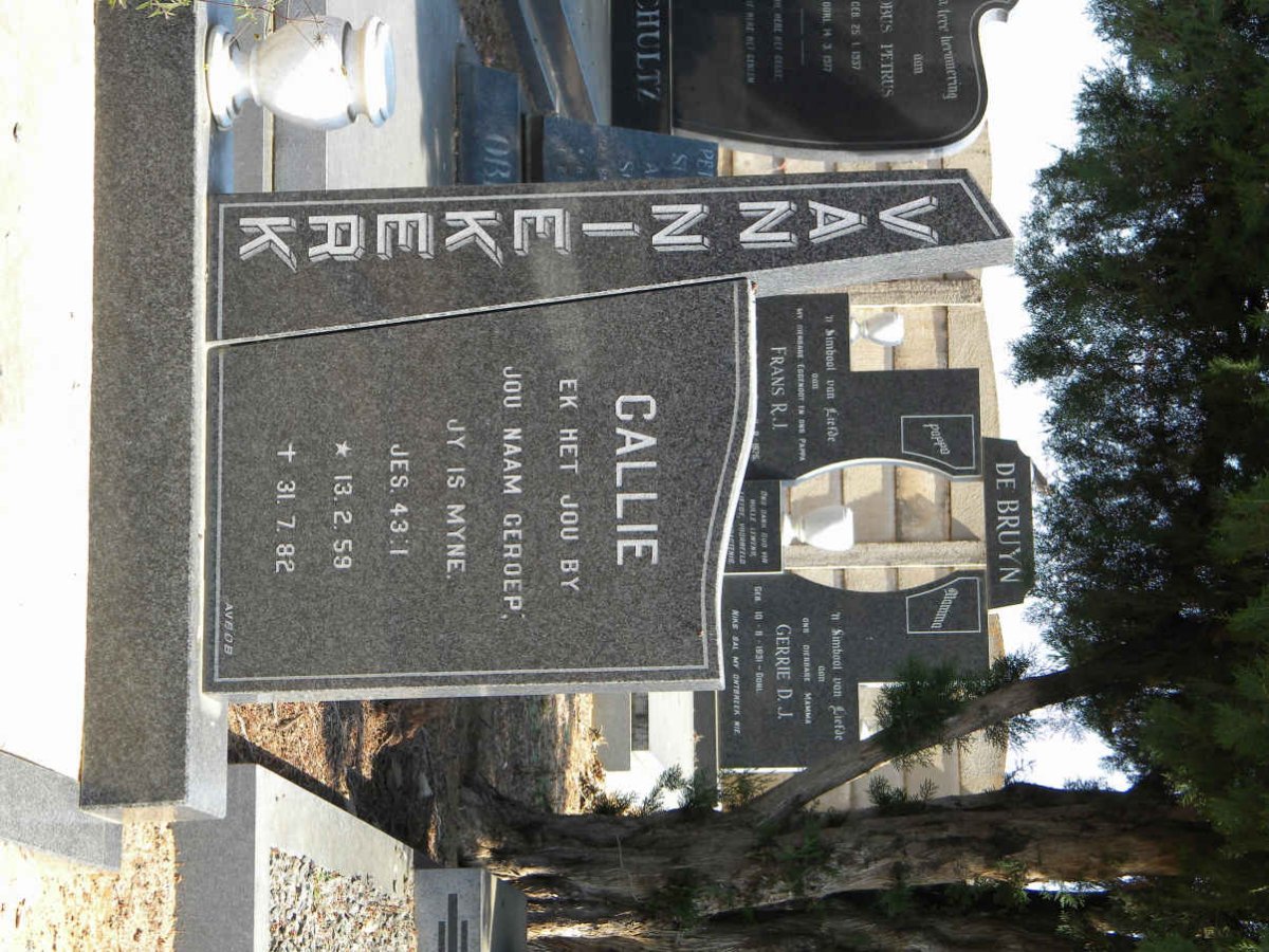 NIEKERK Callie, van 1959-1982