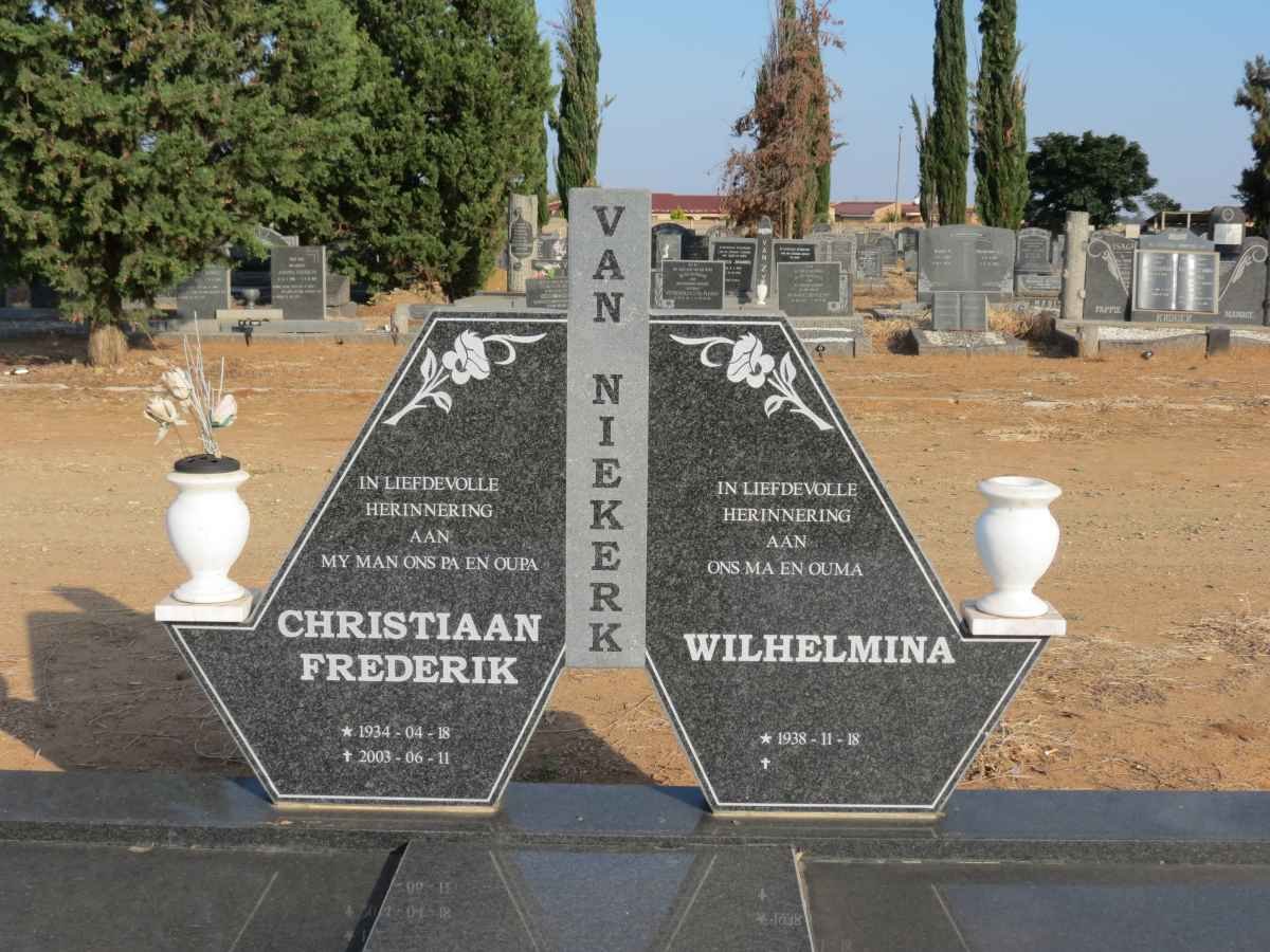 NIEKERK Christiaan Frederik, van 1934-2003 &amp; Wilhelmina 1938-