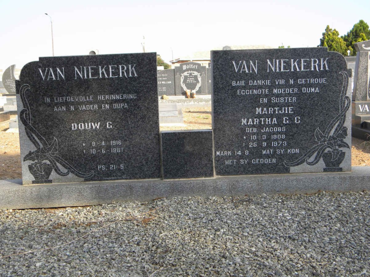 NIEKERK Douw G., van 1916-1987 &amp; Martha G.C.JACOBS 1908-1973