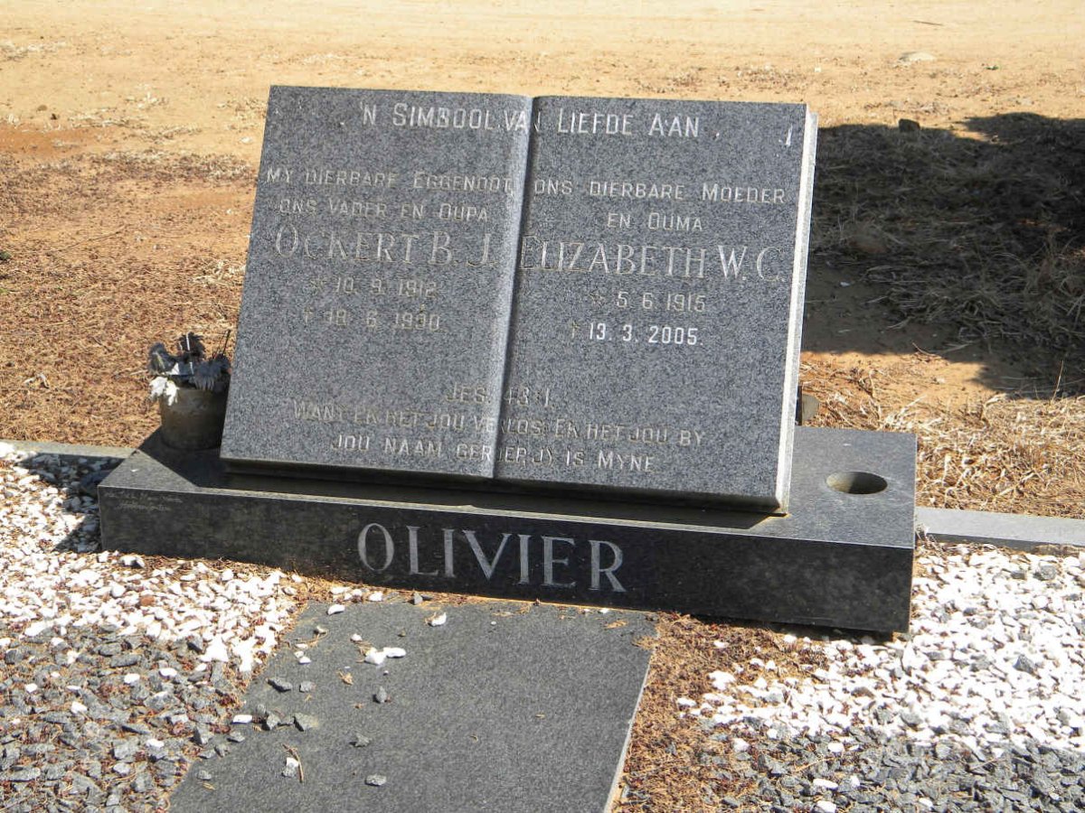OLIVIER Ockert B.J. 1912-1990 &amp; Elizabeth W.C. 1915-2005