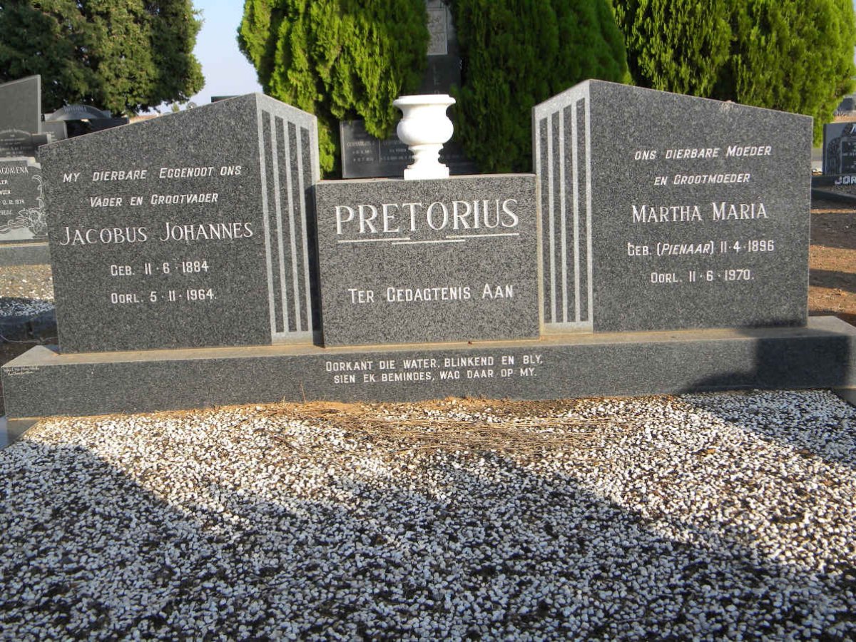 PRETORIUS Jacobus Johannes 1884-1964 &amp; Martha Maria PIENAAR 1896-1970