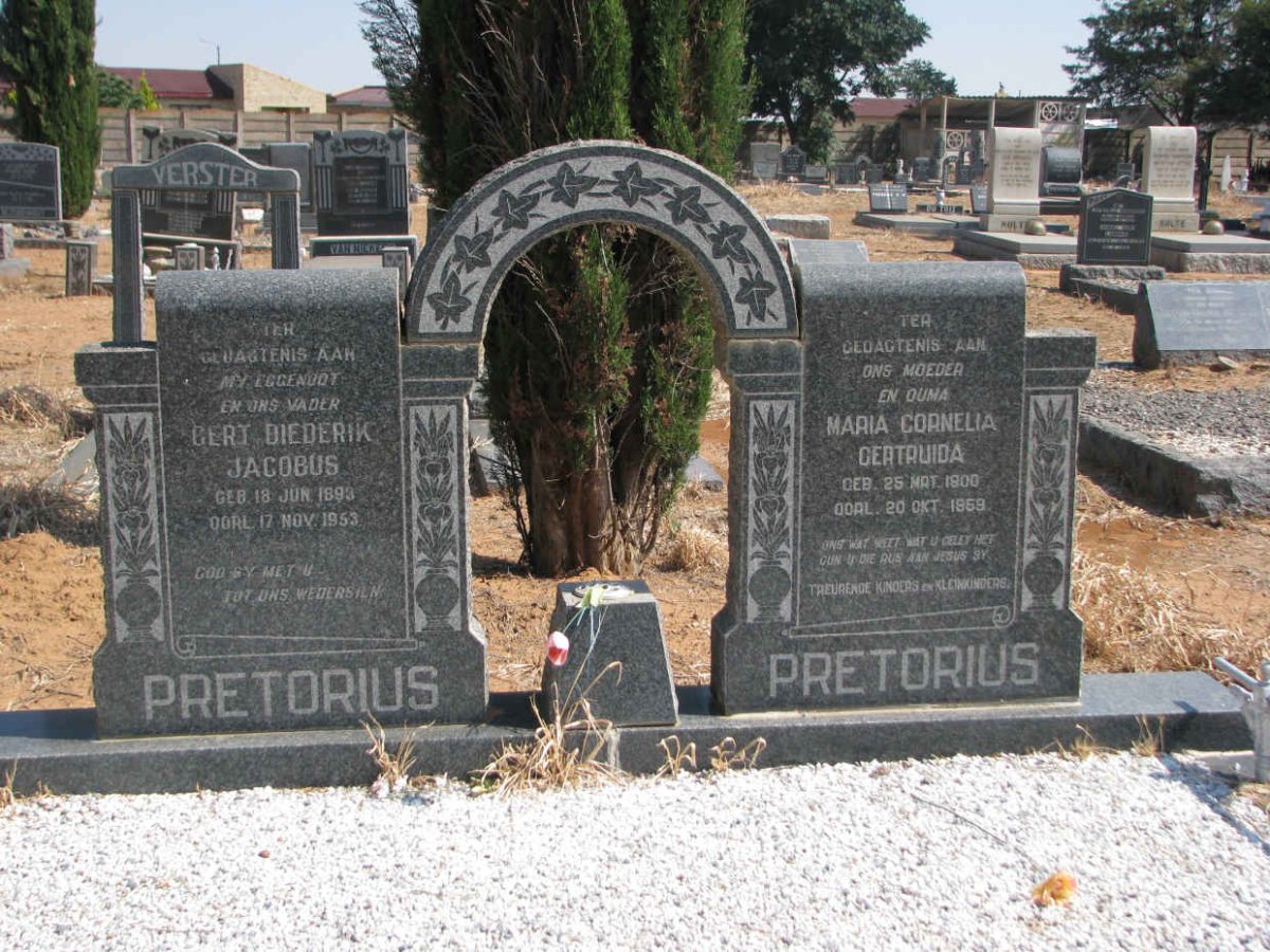 PRETORIUS Gert Diederik Jacobus 1893-1953 &amp; Maria Cornelia Gertruida 1900-1969