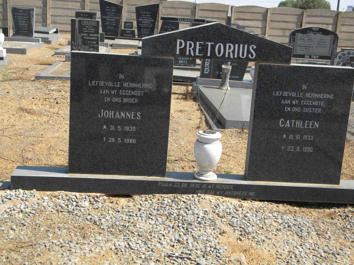 PRETORIUS Johannes 1930-1980 &amp; Cathleen 1933-1990