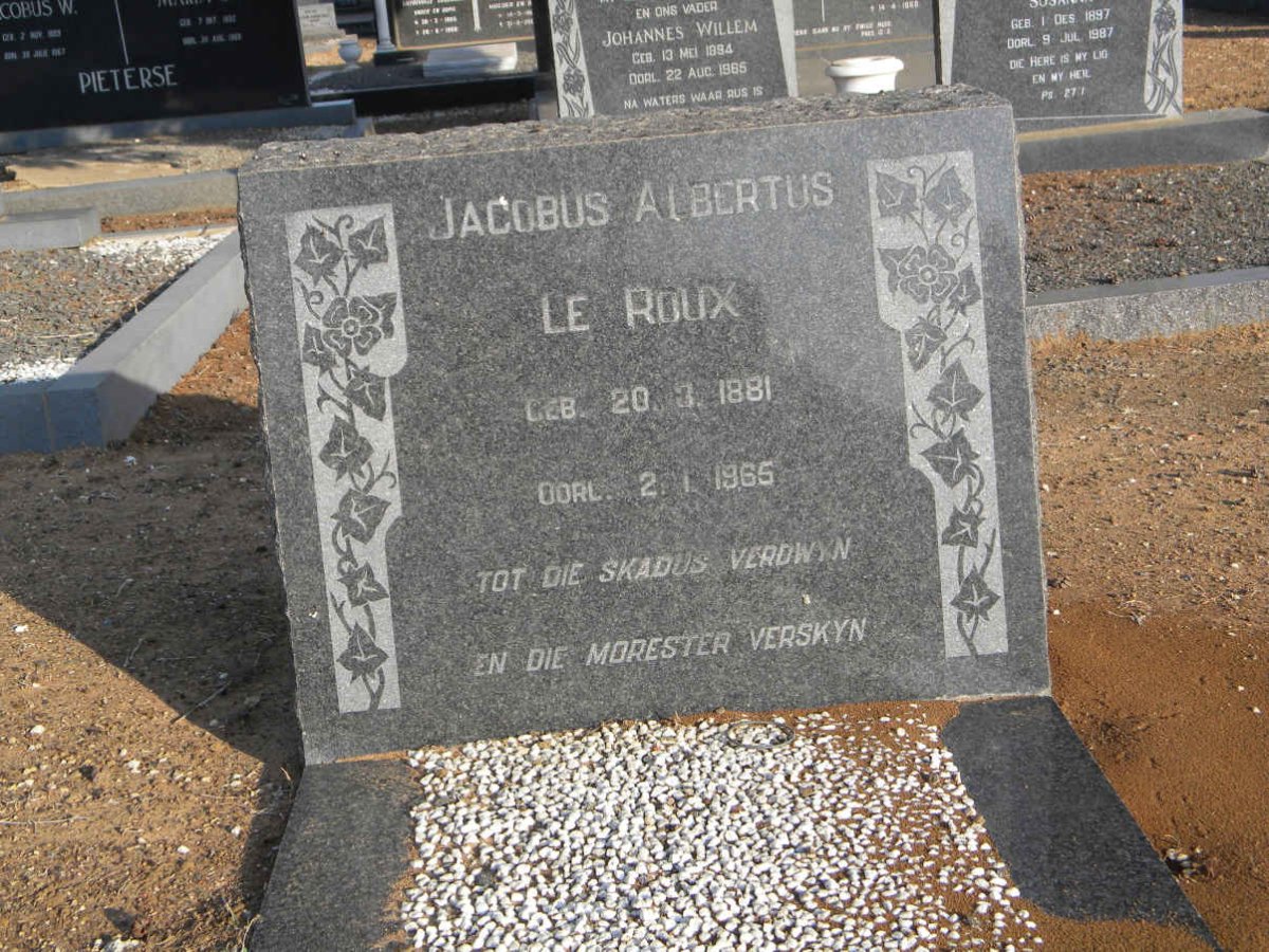 ROUX Jacobus Albertus, le 1881-1965