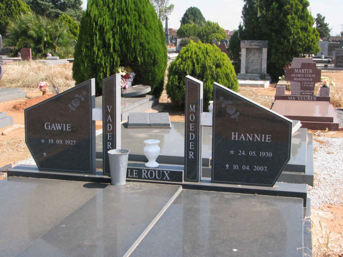 ROUX Gawie, le 1927- &amp; Hannie 1930-2007