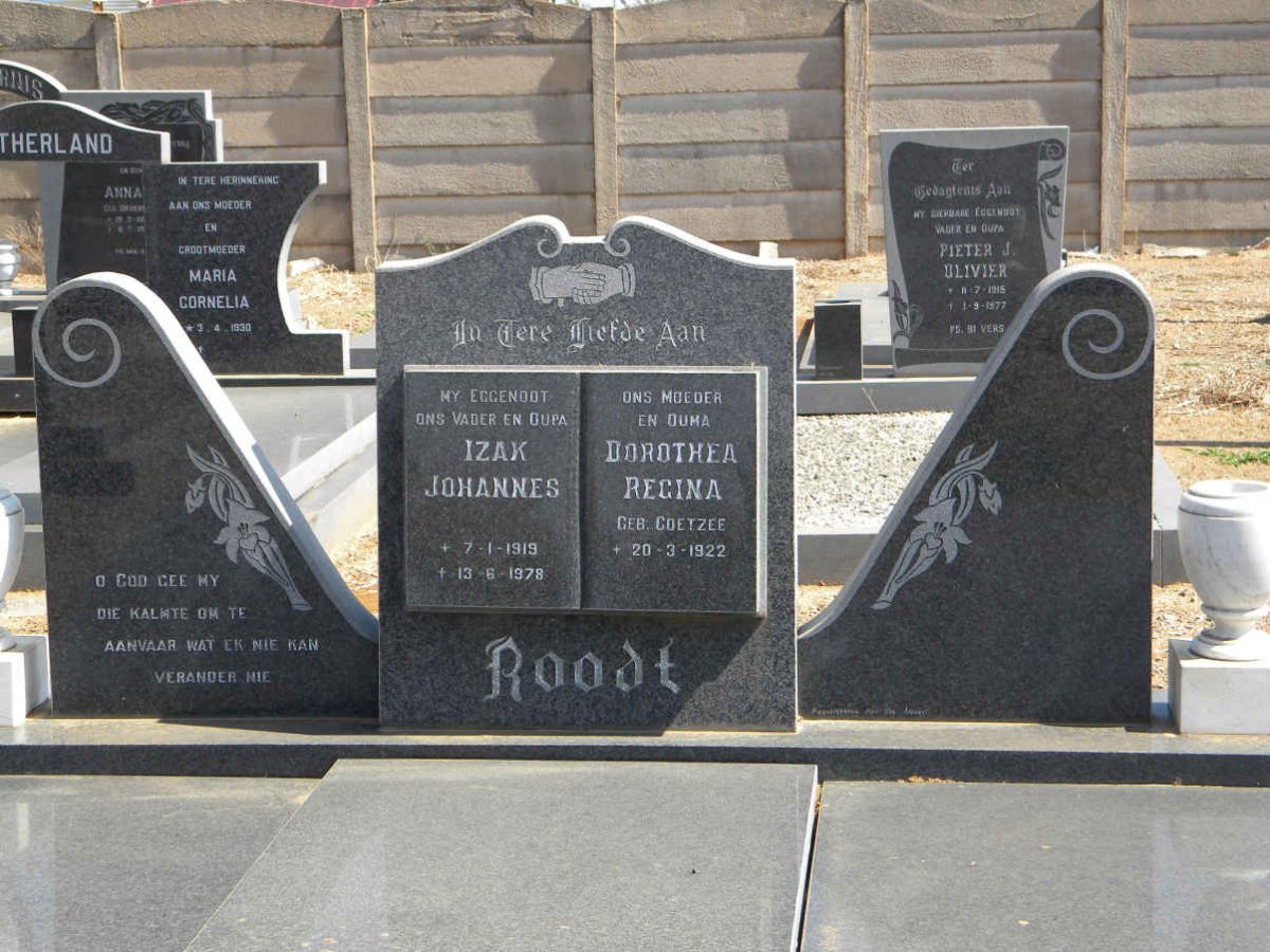 ROODT Izak 1919-1978 &amp; Dorothea Regina COETZEE 1922-