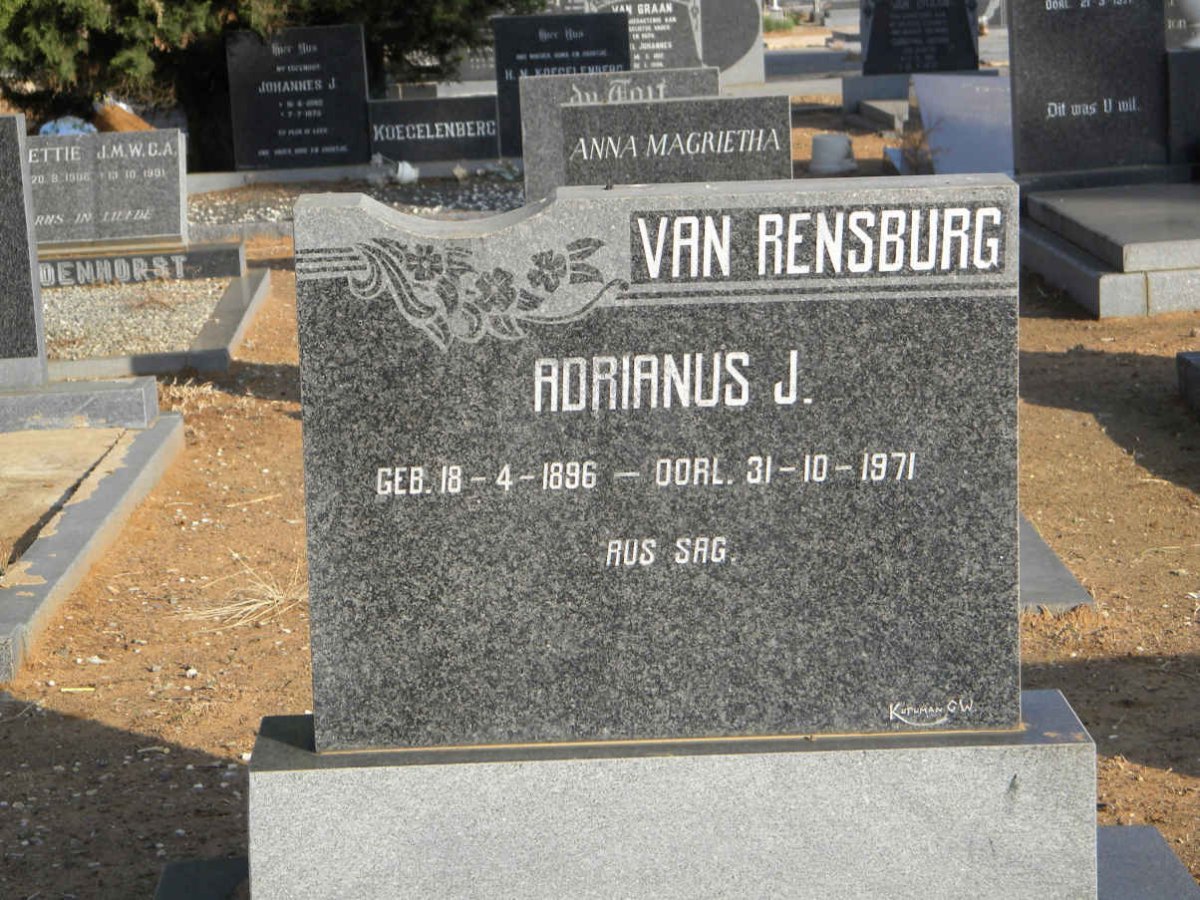 RENSBURG Adrianus J., van 1896-1971